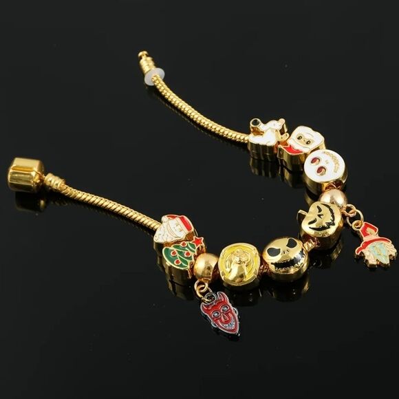 Gold Tone Nightmare Before Christmas Themed Charm Bracelet - Picture 8 of 8